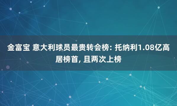 金富宝 意大利球员最贵转会榜: 托纳利1.08亿高居榜首, 且两次上榜